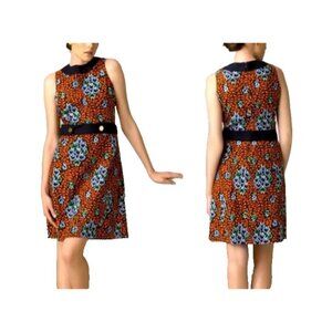 Tory Burch Melanie Linen Floral Print Shift Dress Size 6 Sleeveless Career Fall